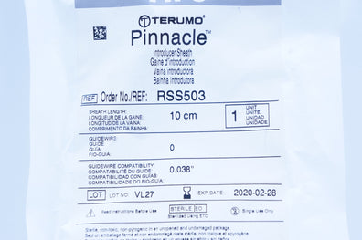 Terumo RSS503 Pinnacle Introducer Sheath 0 x 10cm (x)